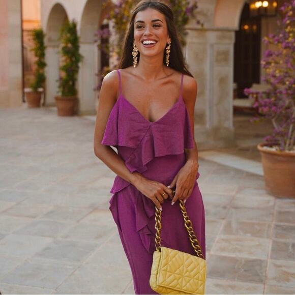 ZARA BLOGGER FAVORITE RUFFLED SLIP DRESS - Picture 3 of 14